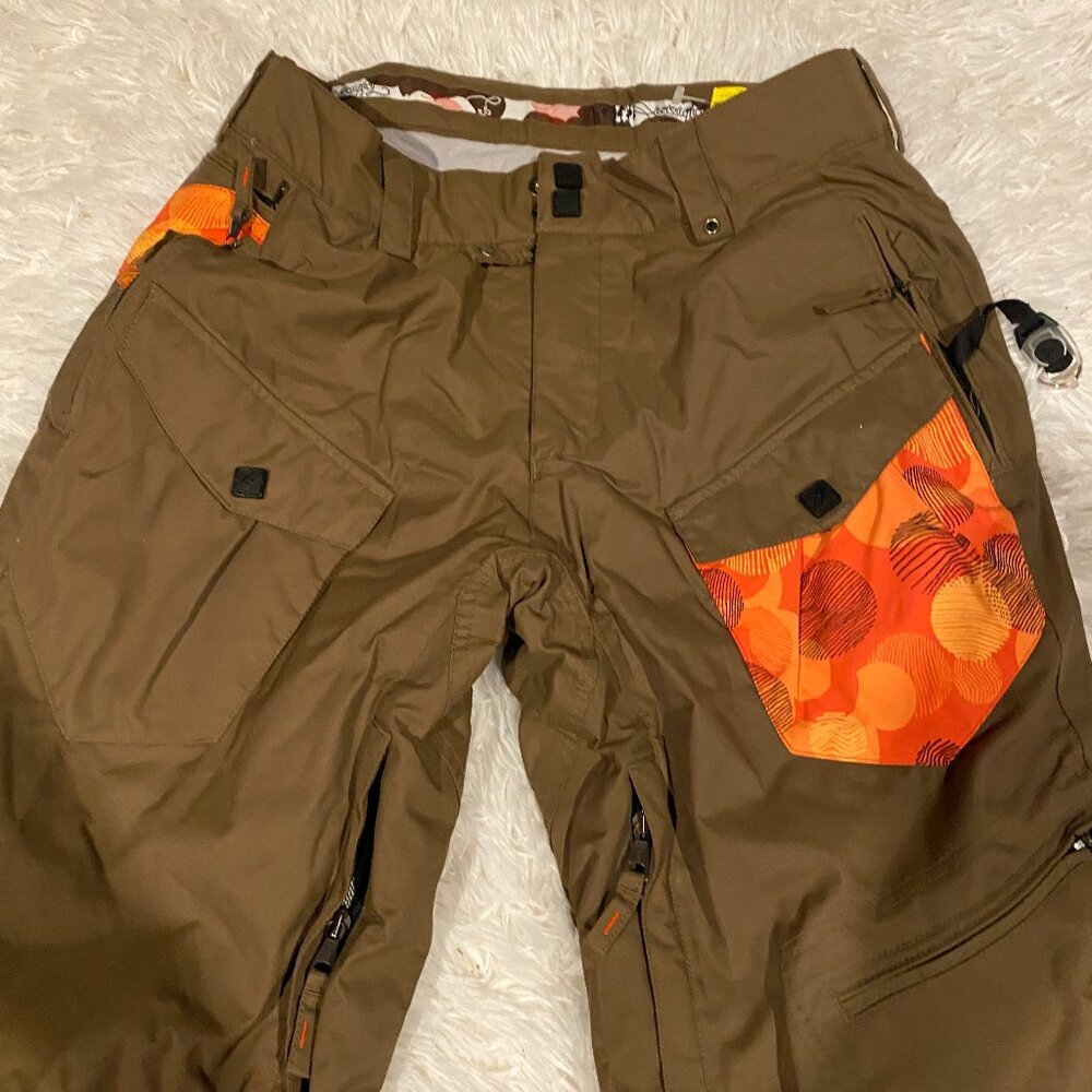 Vintage Rossignol Snowboarding Insulated Snowpants Brown Medium Orange Accent